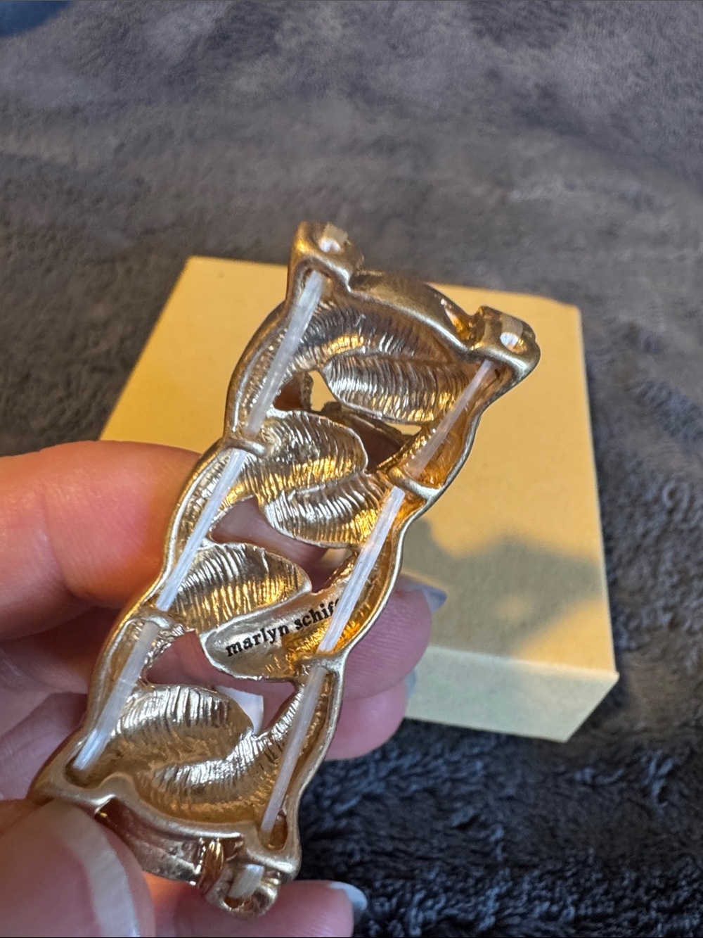 Gold and Pale Pink Link Stretch Bracelet by Marlyn Schiff - Picture 3 of 3